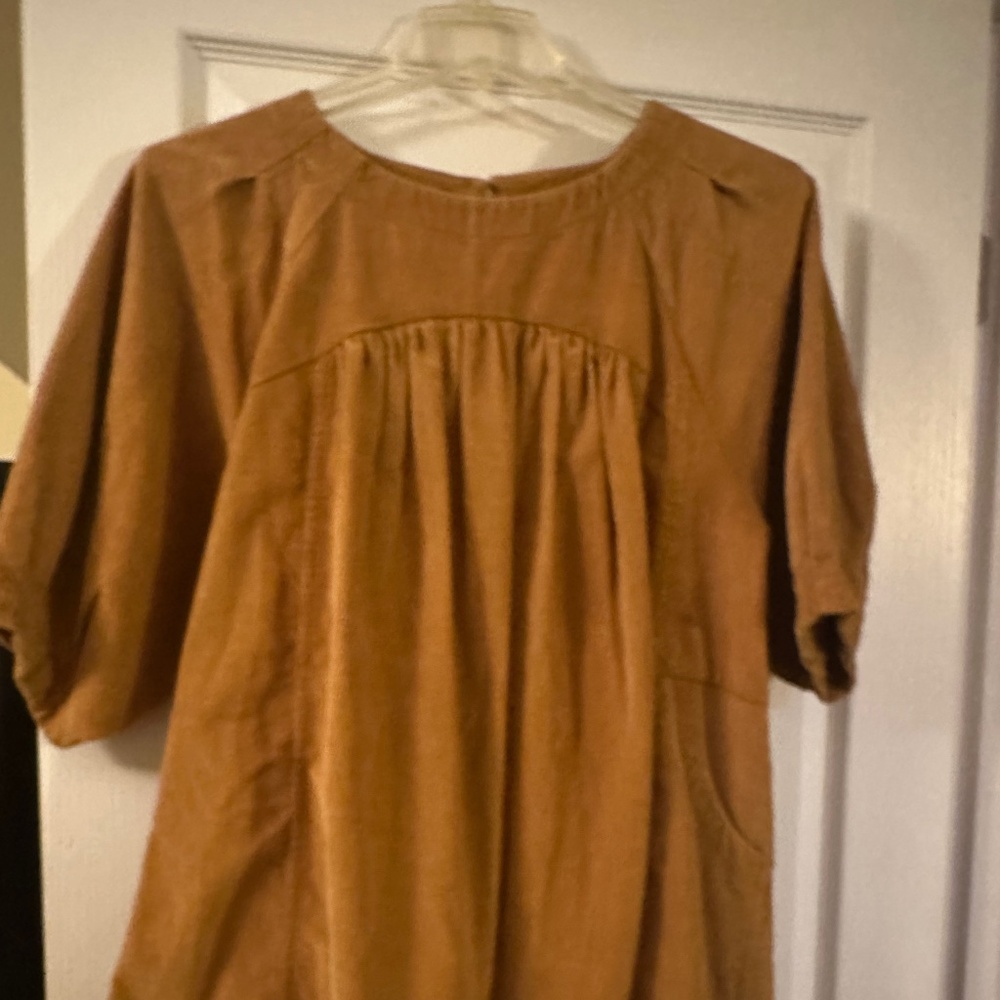 Free People brown/gold oversized corduroy tunic ; size XS